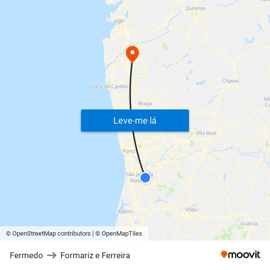 Fermedo to Formariz e Ferreira map