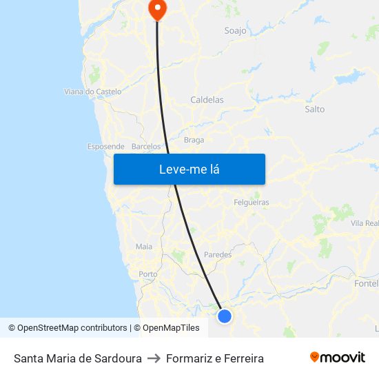 Santa Maria de Sardoura to Formariz e Ferreira map