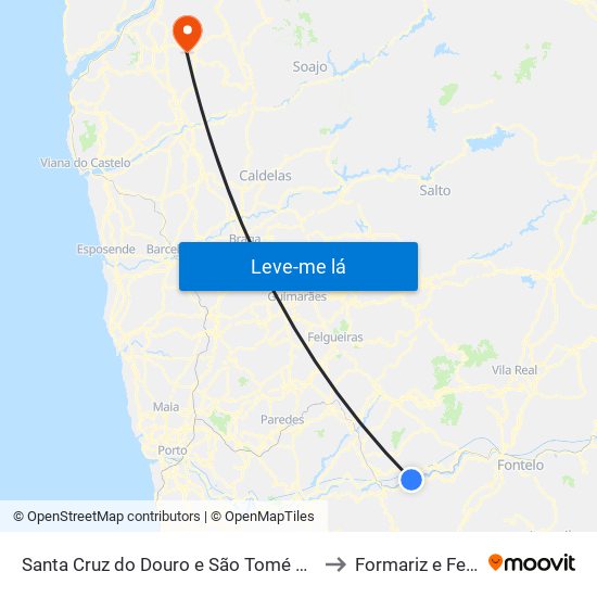 Santa Cruz do Douro e São Tomé de Covelas to Formariz e Ferreira map