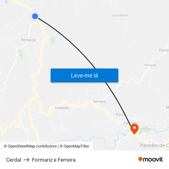 Cerdal to Formariz e Ferreira map