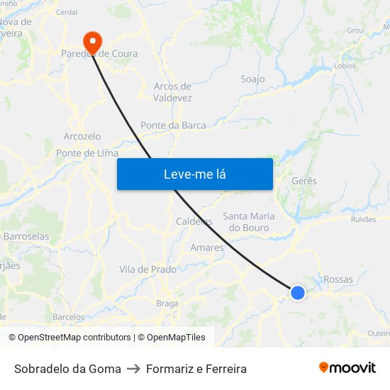 Sobradelo da Goma to Formariz e Ferreira map