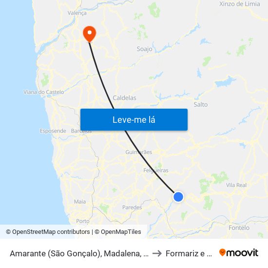 Amarante (São Gonçalo), Madalena, Cepelos e Gatão to Formariz e Ferreira map