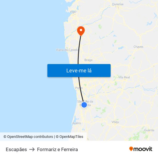 Escapães to Formariz e Ferreira map