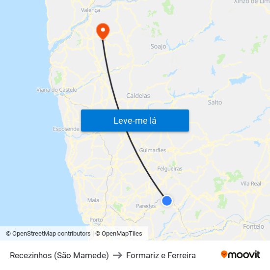 Recezinhos (São Mamede) to Formariz e Ferreira map