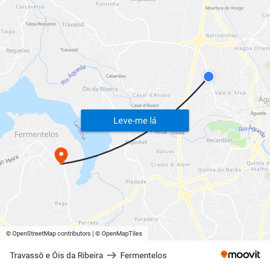 Travassô e Óis da Ribeira to Fermentelos map