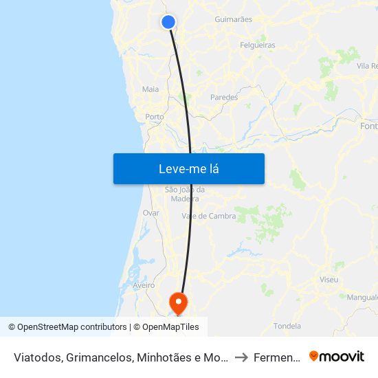 Viatodos, Grimancelos, Minhotães e Monte de Fralães to Fermentelos map