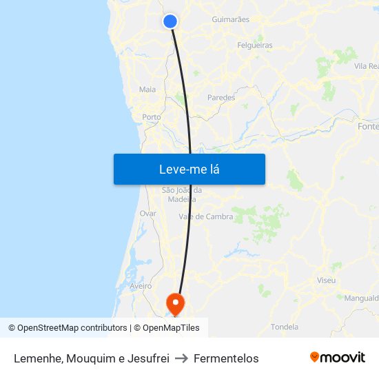 Lemenhe, Mouquim e Jesufrei to Fermentelos map