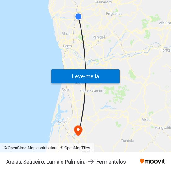 Areias, Sequeiró, Lama e Palmeira to Fermentelos map
