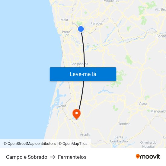 Campo e Sobrado to Fermentelos map