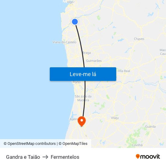 Gandra e Taião to Fermentelos map