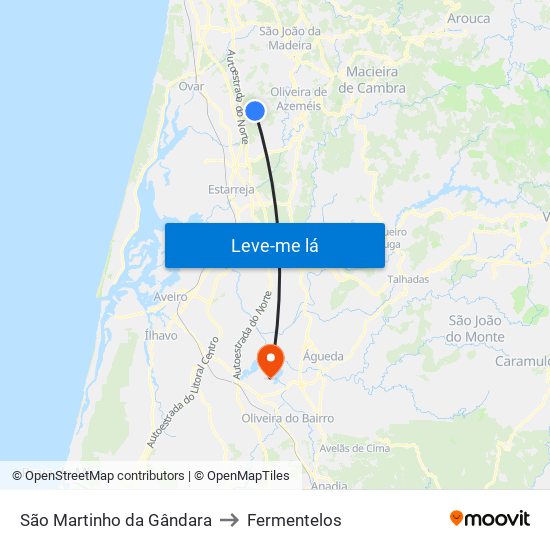 São Martinho da Gândara to Fermentelos map