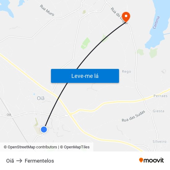 Oiã to Fermentelos map