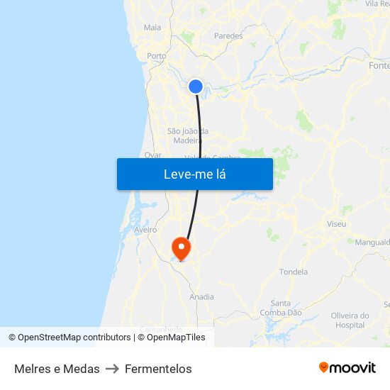 Melres e Medas to Fermentelos map