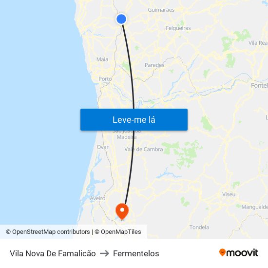 Vila Nova De Famalicão to Fermentelos map