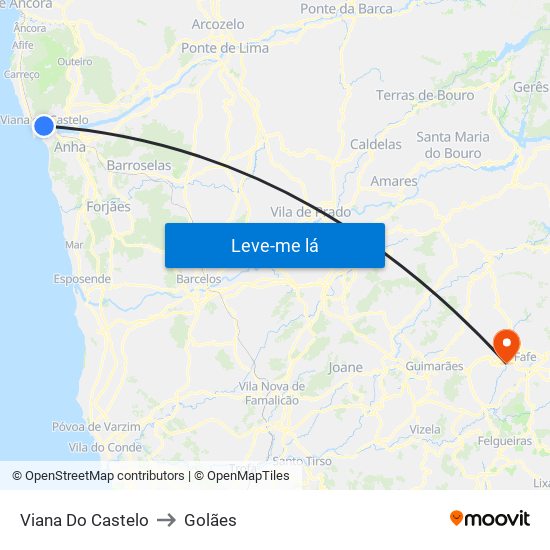 Viana Do Castelo to Golães map