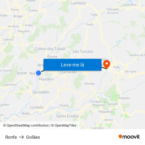 Ronfe to Golães map