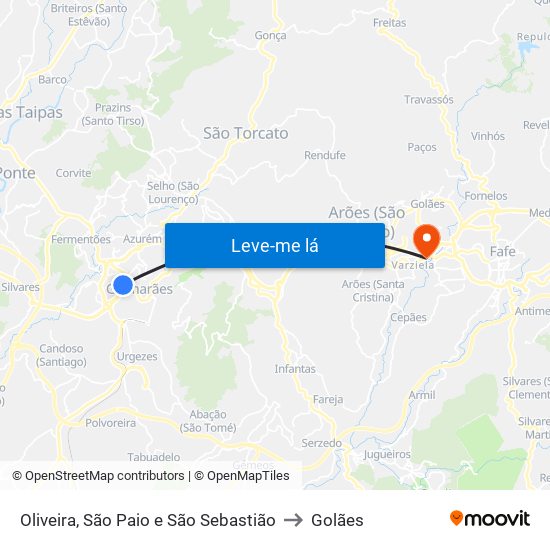 Oliveira, São Paio e São Sebastião to Golães map