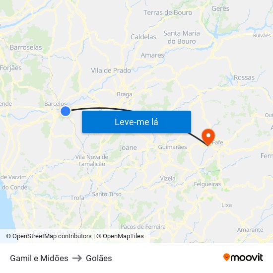 Gamil e Midões to Golães map