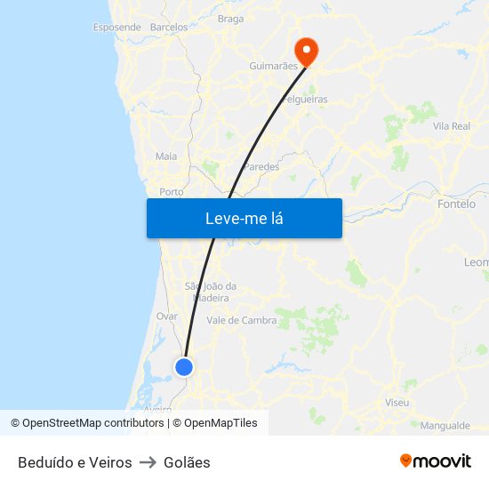 Beduído e Veiros to Golães map