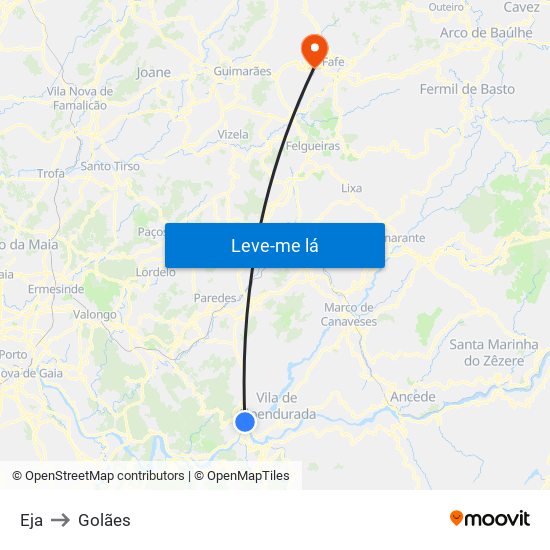 Eja to Golães map