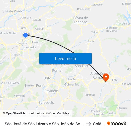 São José de São Lázaro e São João do Souto to Golães map