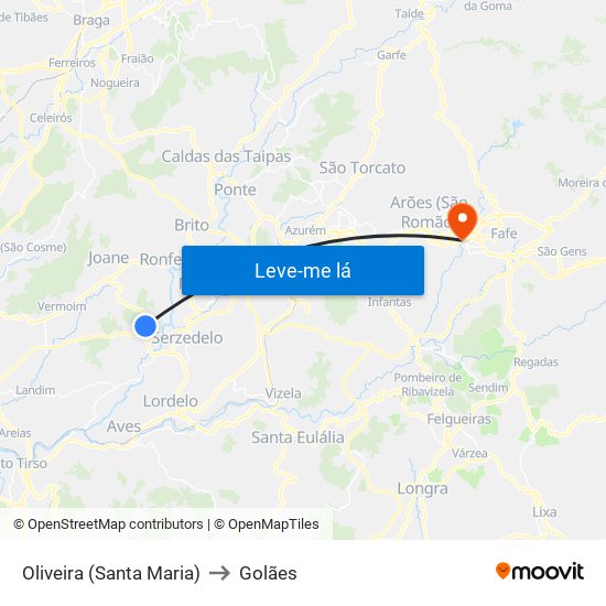 Oliveira (Santa Maria) to Golães map