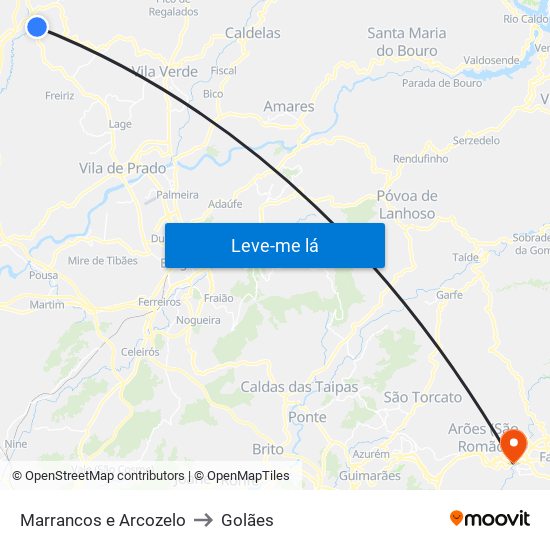 Marrancos e Arcozelo to Golães map