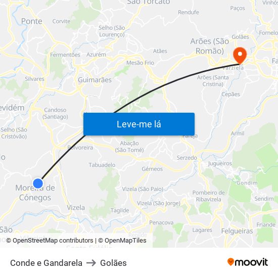 Conde e Gandarela to Golães map