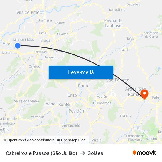 Cabreiros e Passos (São Julião) to Golães map