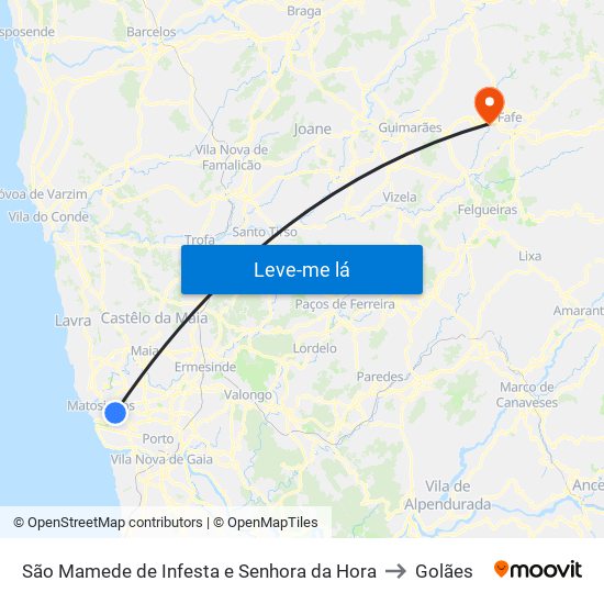 São Mamede de Infesta e Senhora da Hora to Golães map