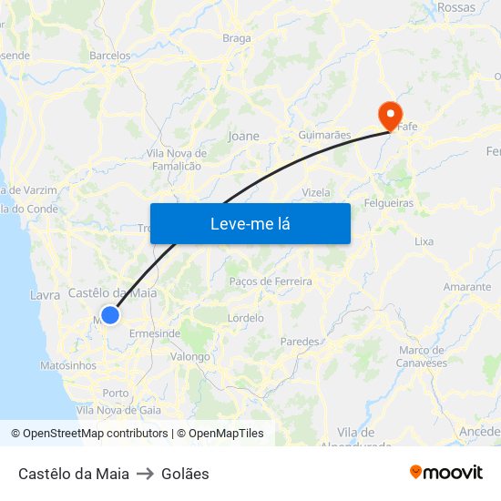 Castêlo da Maia to Golães map