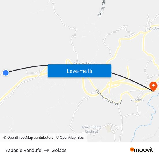 Atães e Rendufe to Golães map