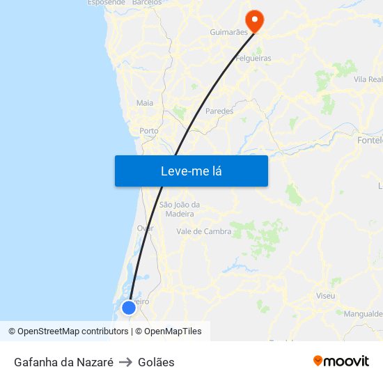 Gafanha da Nazaré to Golães map