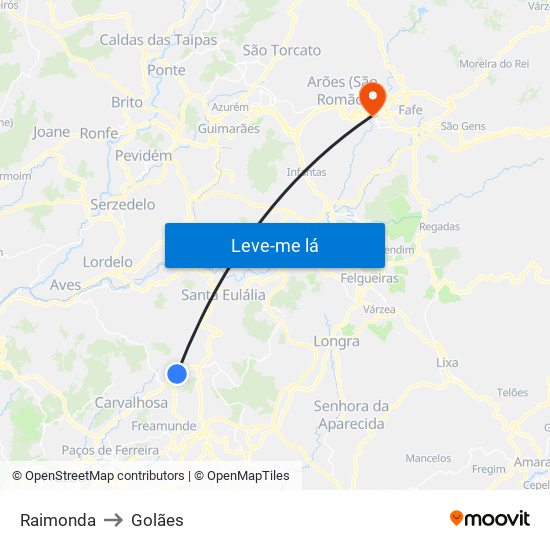 Raimonda to Golães map