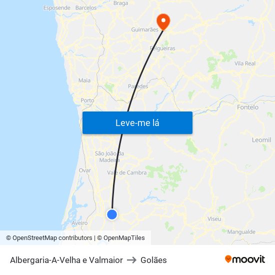 Albergaria-A-Velha e Valmaior to Golães map