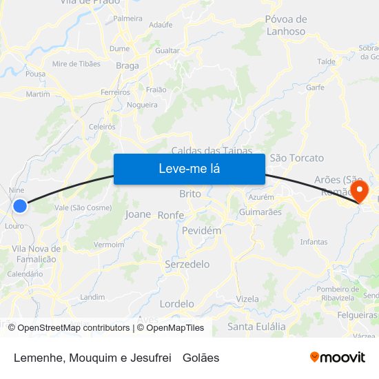 Lemenhe, Mouquim e Jesufrei to Golães map