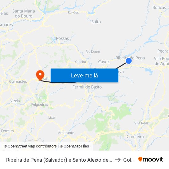 Ribeira de Pena (Salvador) e Santo Aleixo de Além-Tâmega to Golães map