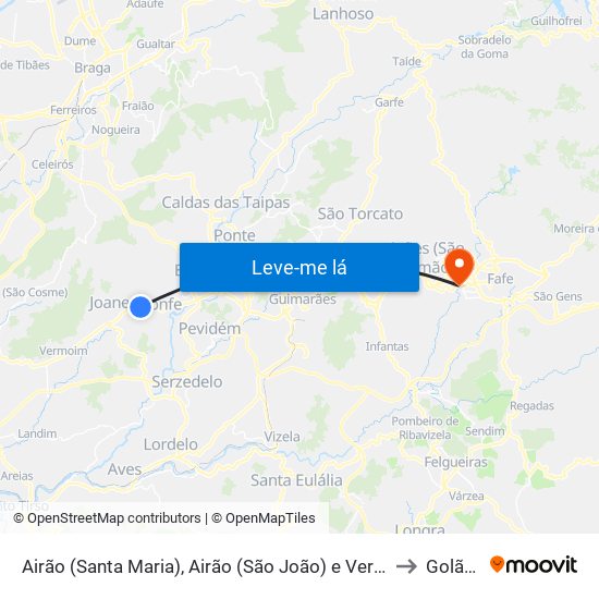 Airão (Santa Maria), Airão (São João) e Vermil to Golães map