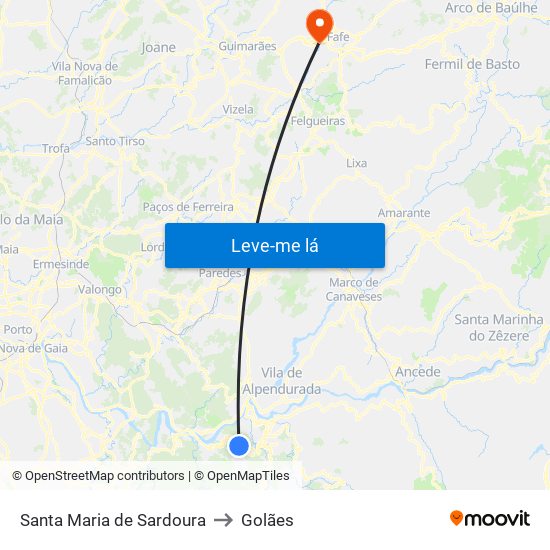 Santa Maria de Sardoura to Golães map