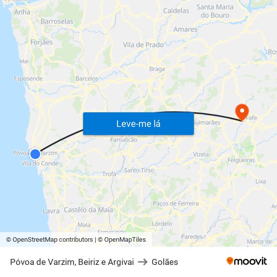 Póvoa de Varzim, Beiriz e Argivai to Golães map