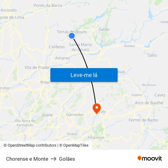 Chorense e Monte to Golães map