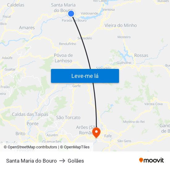 Santa Maria do Bouro to Golães map