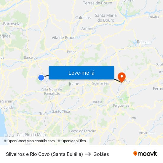 Silveiros e Rio Covo (Santa Eulália) to Golães map