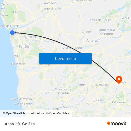 Anha to Golães map
