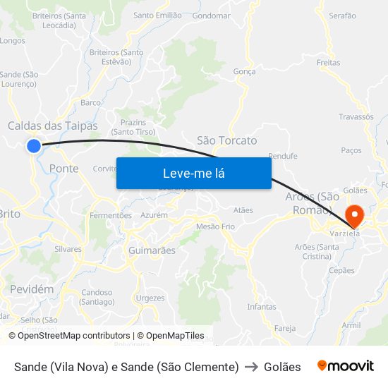 Sande (Vila Nova) e Sande (São Clemente) to Golães map