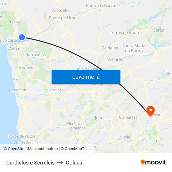 Cardielos e Serreleis to Golães map