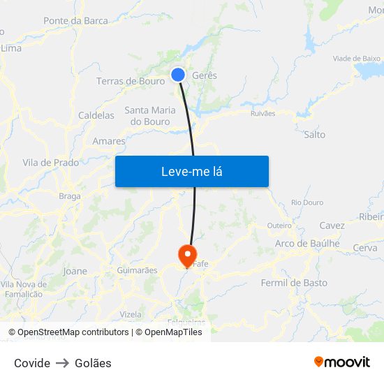 Covide to Golães map