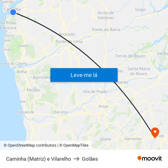 Caminha (Matriz) e Vilarelho to Golães map
