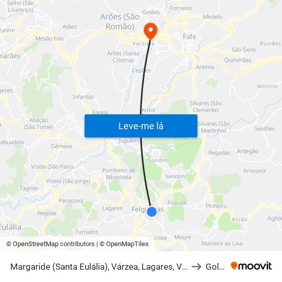 Margaride (Santa Eulália), Várzea, Lagares, Varziela e Moure to Golães map