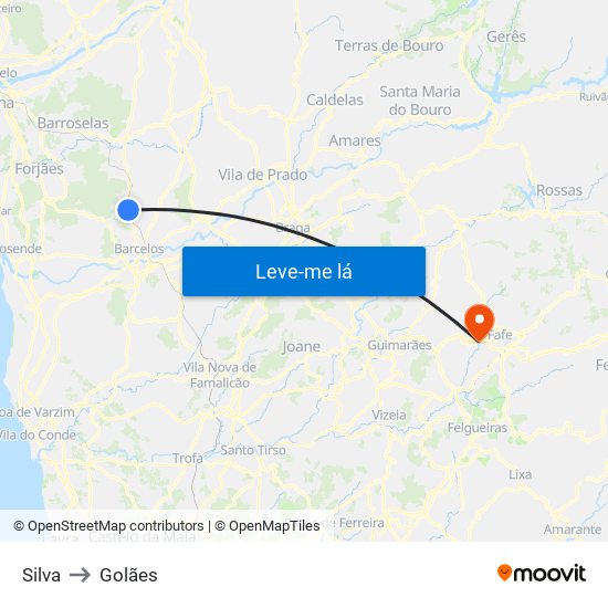 Silva to Golães map